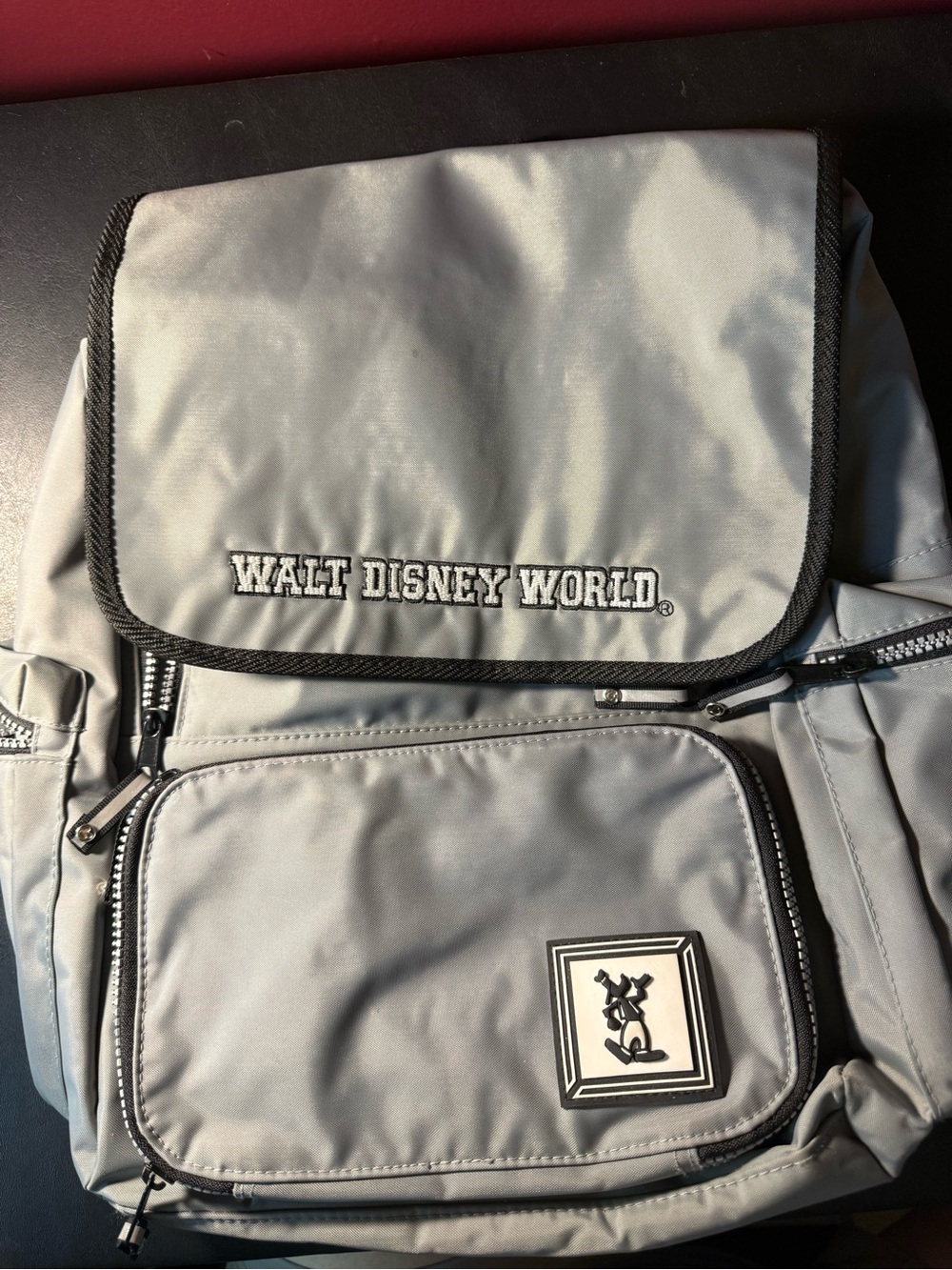 Disney Silver Gray Walt Disney World Men's Backpack with Mickey Patch